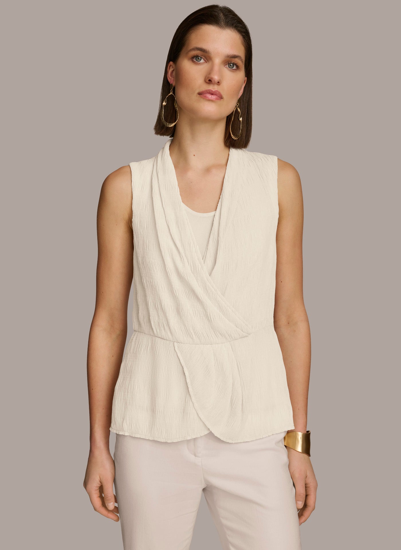 (image for) ENVIRONMENTALLY FRIENDLY FAUX WRAP PEPLUM TOP